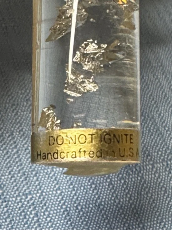 Lucite taper candles clear filled with silver flecks 10” tall - Picture 6 of 6